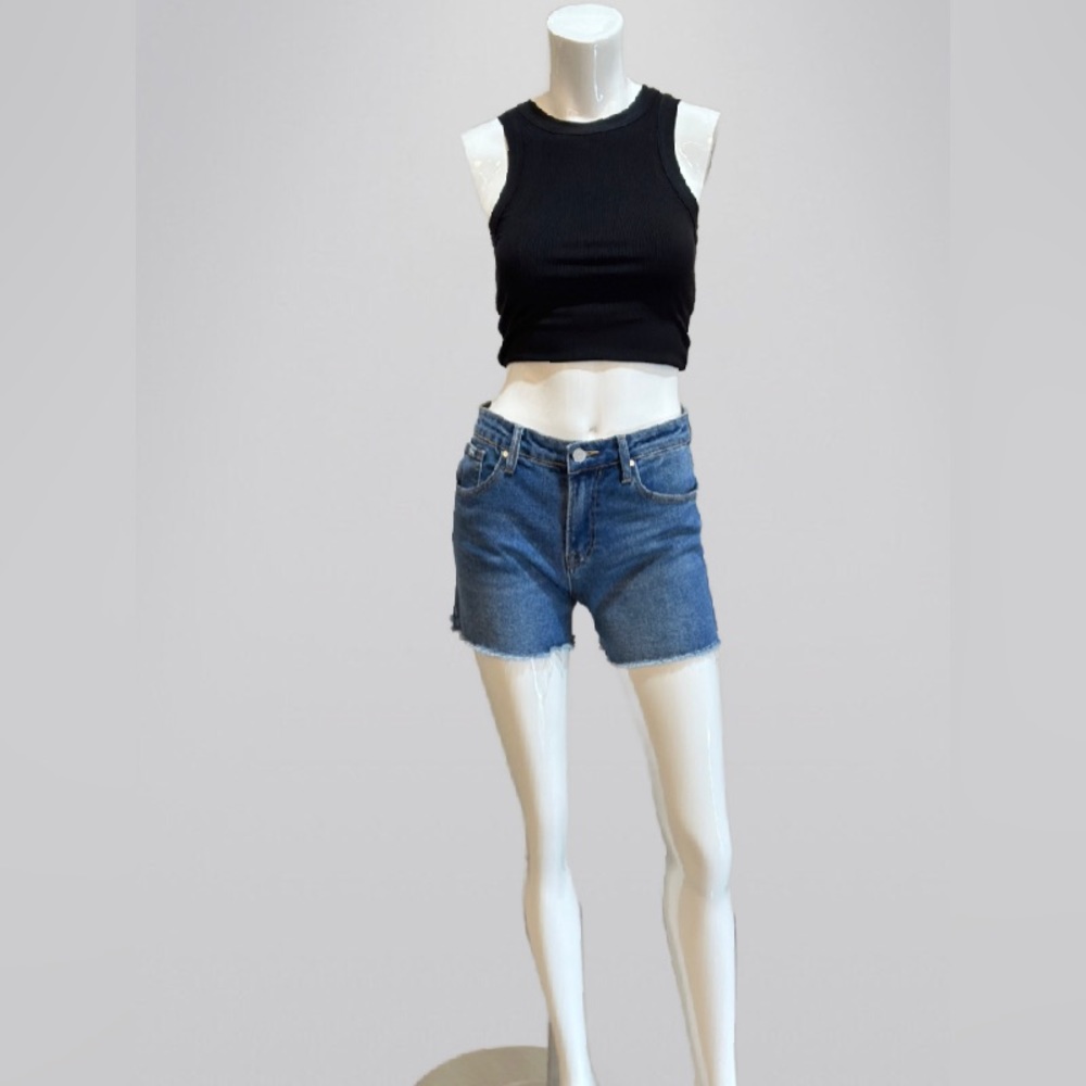 Relaxed Fit High Rise Denim Cutoff Shorts